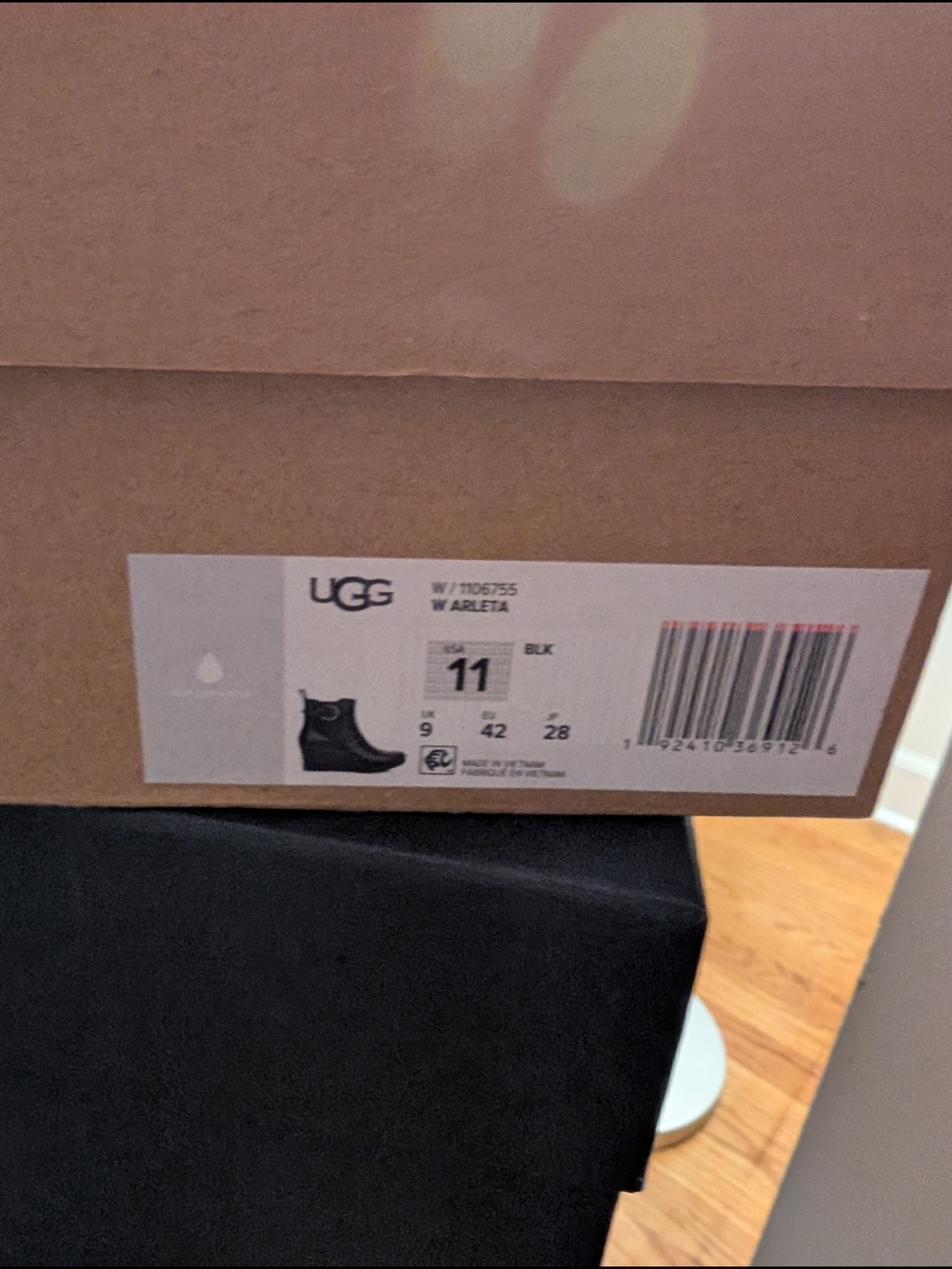 UGG Black Wedge Ankle Boot with Side Buckle - Picture 3 of 3